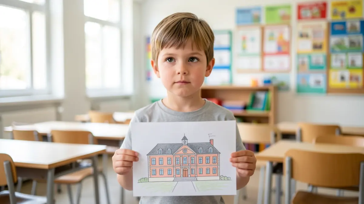 Image générique d'un enfant en classe.