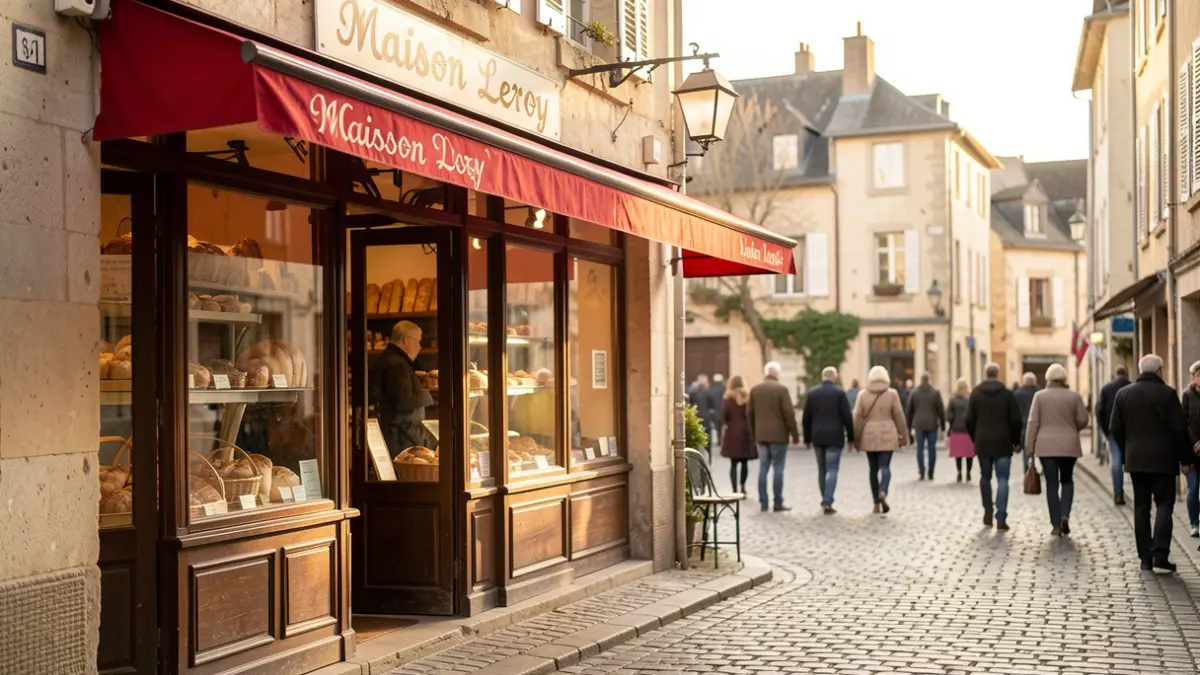 Generic image of an artisanal bakery in a small French town.