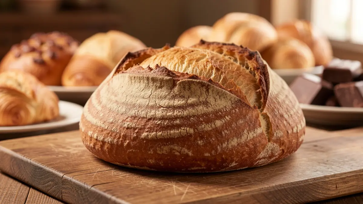 Image générique de pains artisanaux et de pâtisseries.