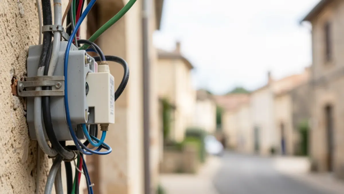 Image générique de composants électriques dans une rue.