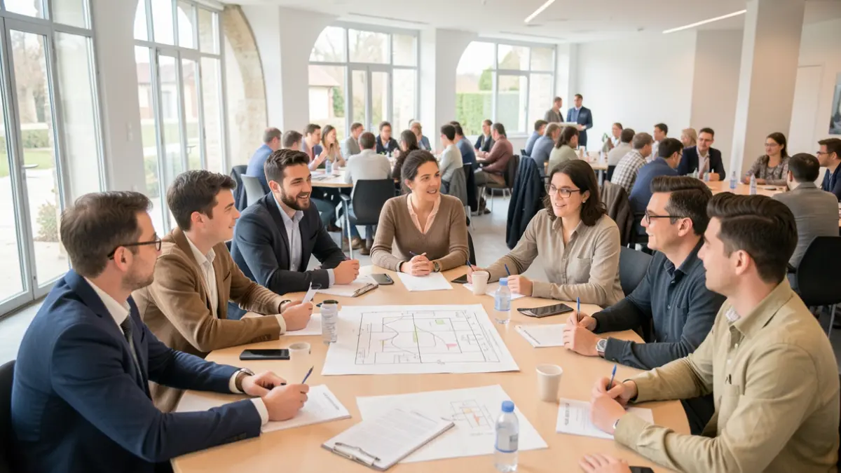Image générique de jeunes adultes et élus discutant de projets d'engagement dans une salle de réunion.