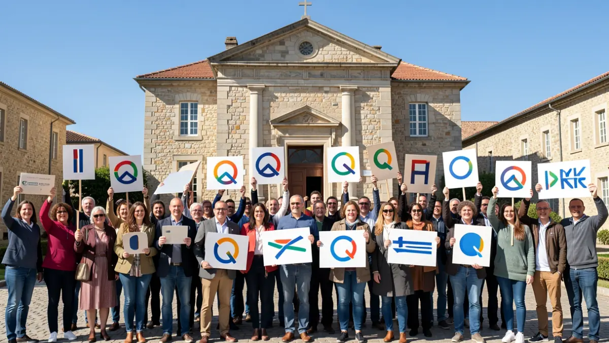 Image générique d'un rassemblement citoyen devant une mairie.