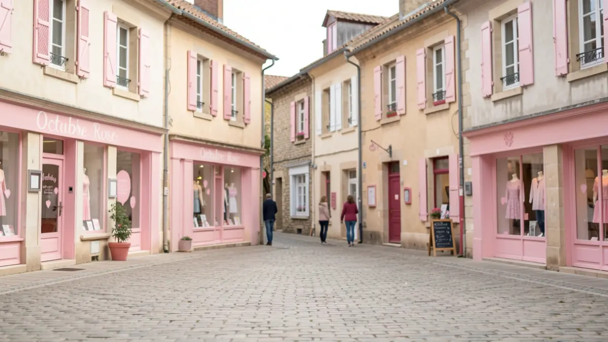 La commune de Nersac se pare de rose pour Octobre Rose, avec des touches discrètes sur les façades des commerces et des décorations symbolisant le soutien à la lutte contre le cancer du sein.