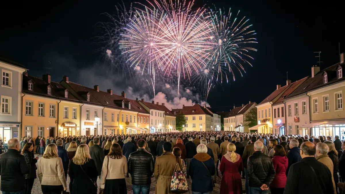 Feu d'artifice au-dessus de Margaux-Cantenac lors de l'événement Octobre Rose.