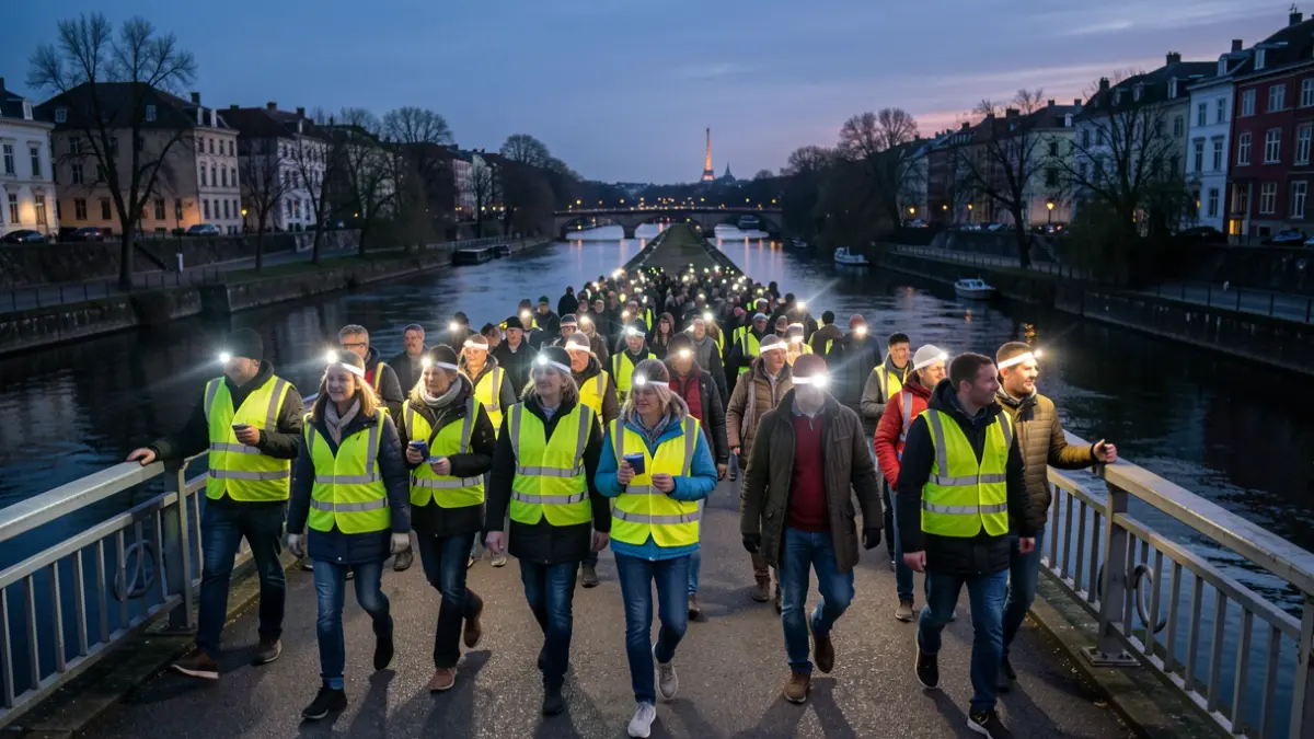 Generic image of people participating in a solidarity night walk.