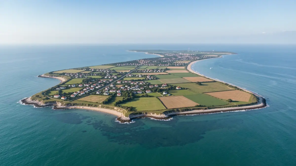 Aerial view of the Île d'Oléron, showing its varied landscapes.