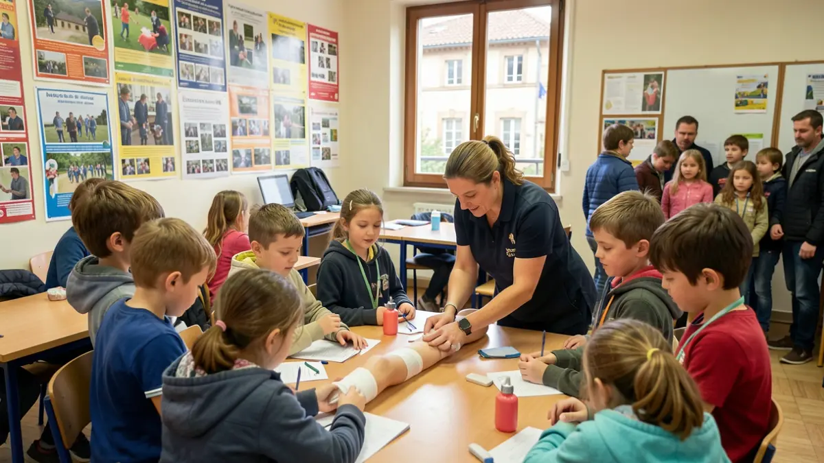 Generic image of children learning first aid.