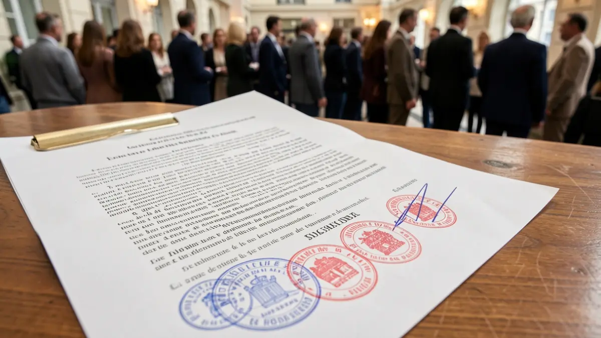 Image générique de document juridique officiel avec sceaux.