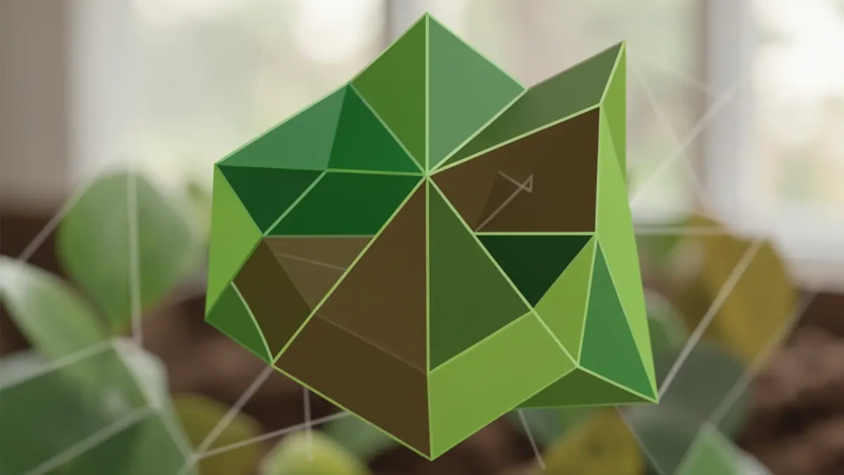 Generic image of green and brown geometric shapes symbolizing cooperation between science and public policy for soil health.