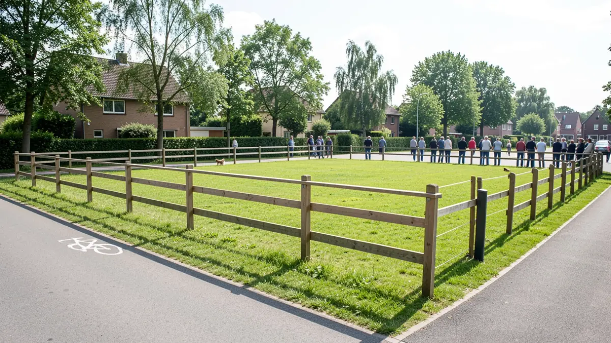 Generic image of a fenced dog park near a bicycle lane.