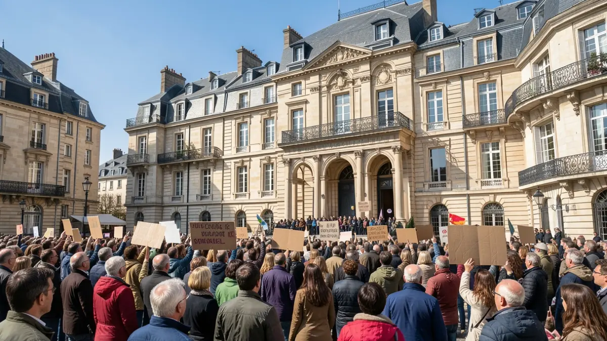 Generic image of a citizen gathering in front of a town hall.
