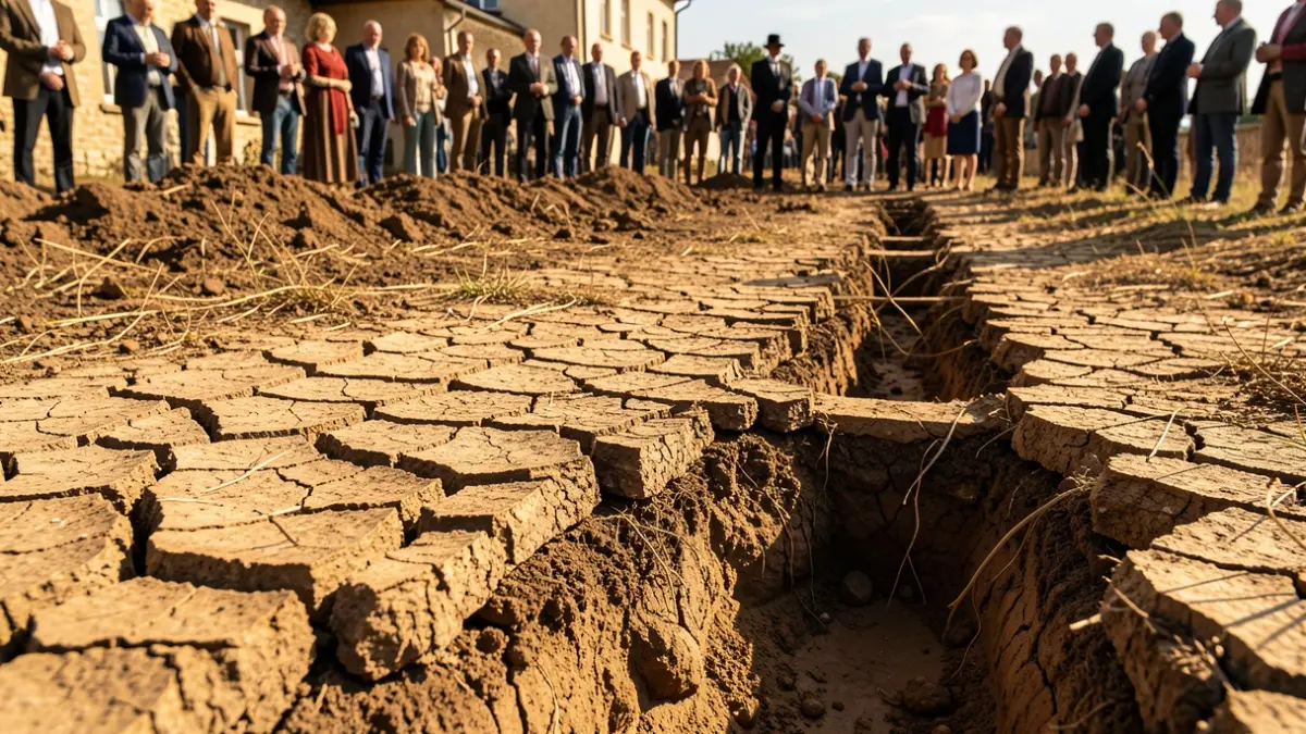 Generic image of cracked earth symbolizing drought risk and house fissures.
