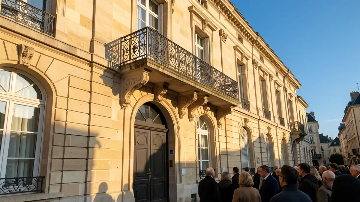 Facade of the Ruffec town hall, Nouvelle-Aquitaine, on a sunny afternoon.