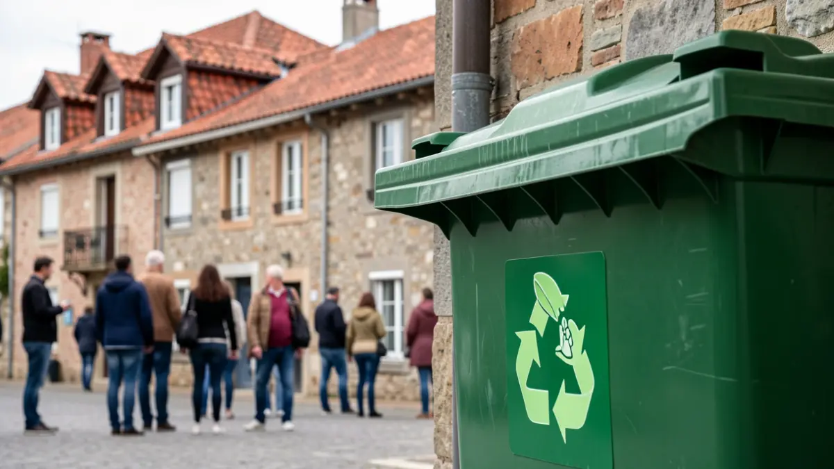 Food waste collection bin in front of a building in Saint-Jean-de-Luz.