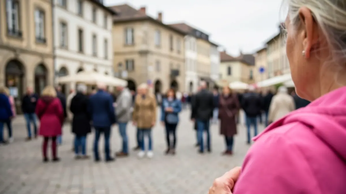 Image générique de personnes participant à une initiative de sensibilisation locale, avec une touche de rose.