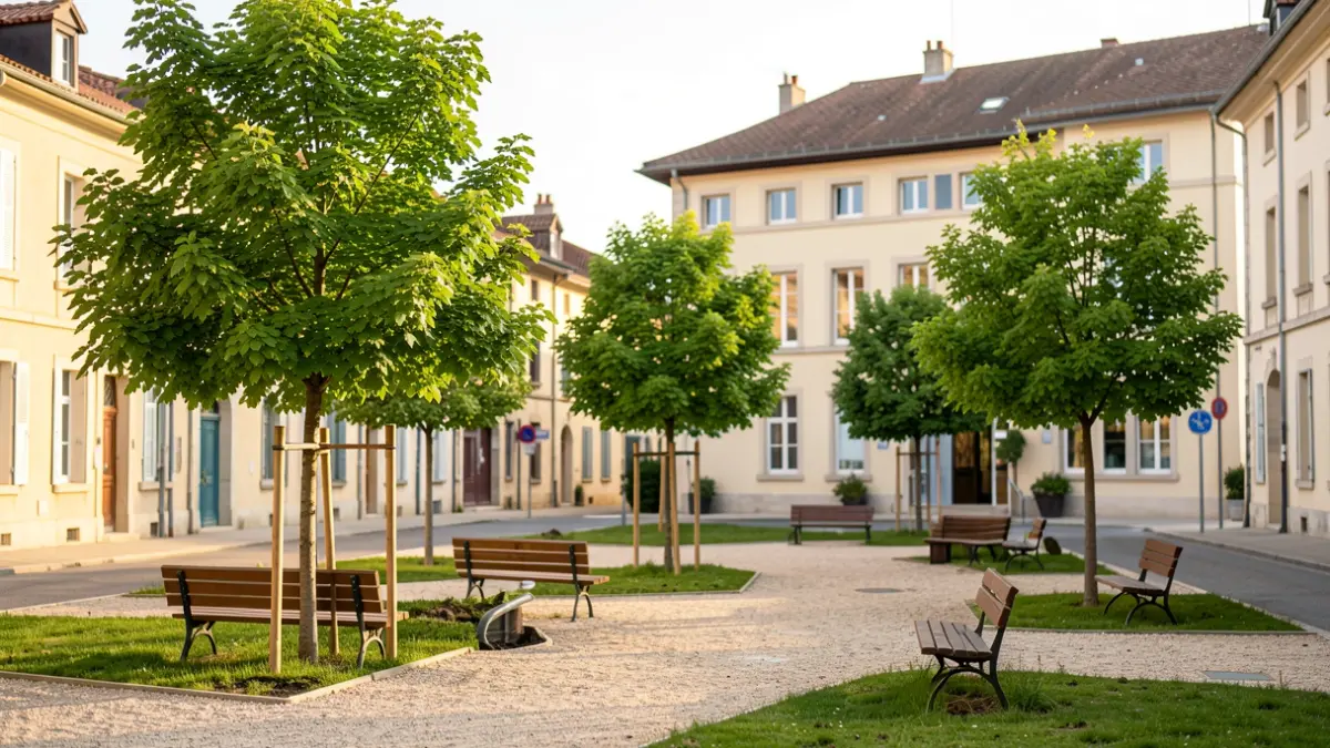 Generic image of the Place des Chênes Verts in Saint-Rogatien, awarded for its landscape development.