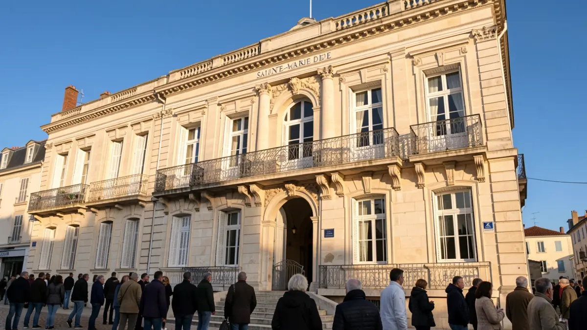 Façade de la mairie de Sainte-Marie-de-Ré sous le soleil d'après-midi.