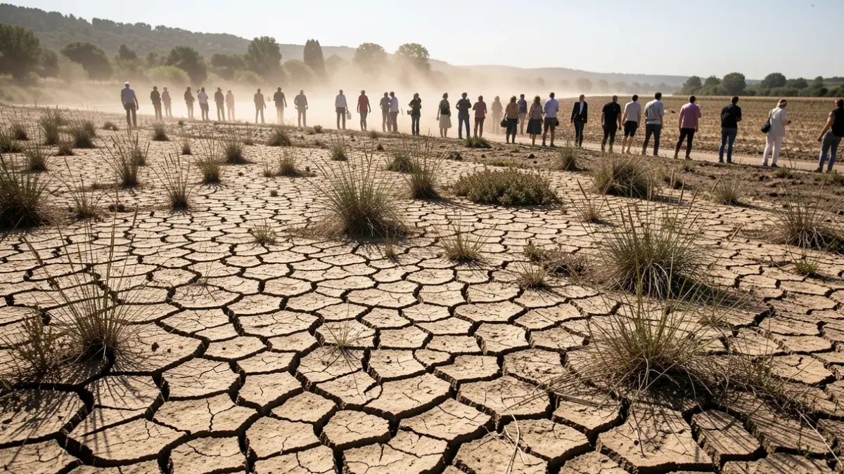 Generic image of a dry riverbed with cracked earth, symbolizing drought.