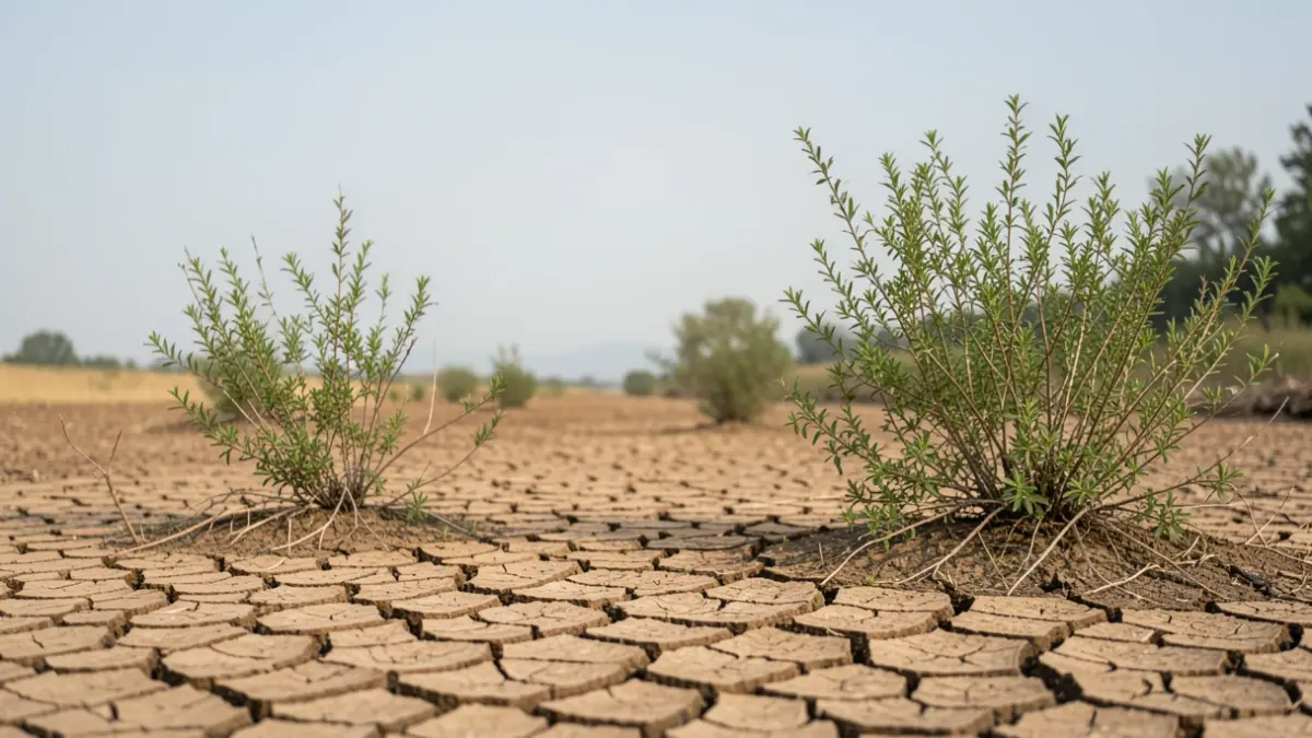 Generic image of a dry riverbed with cracked earth, symbolizing drought.