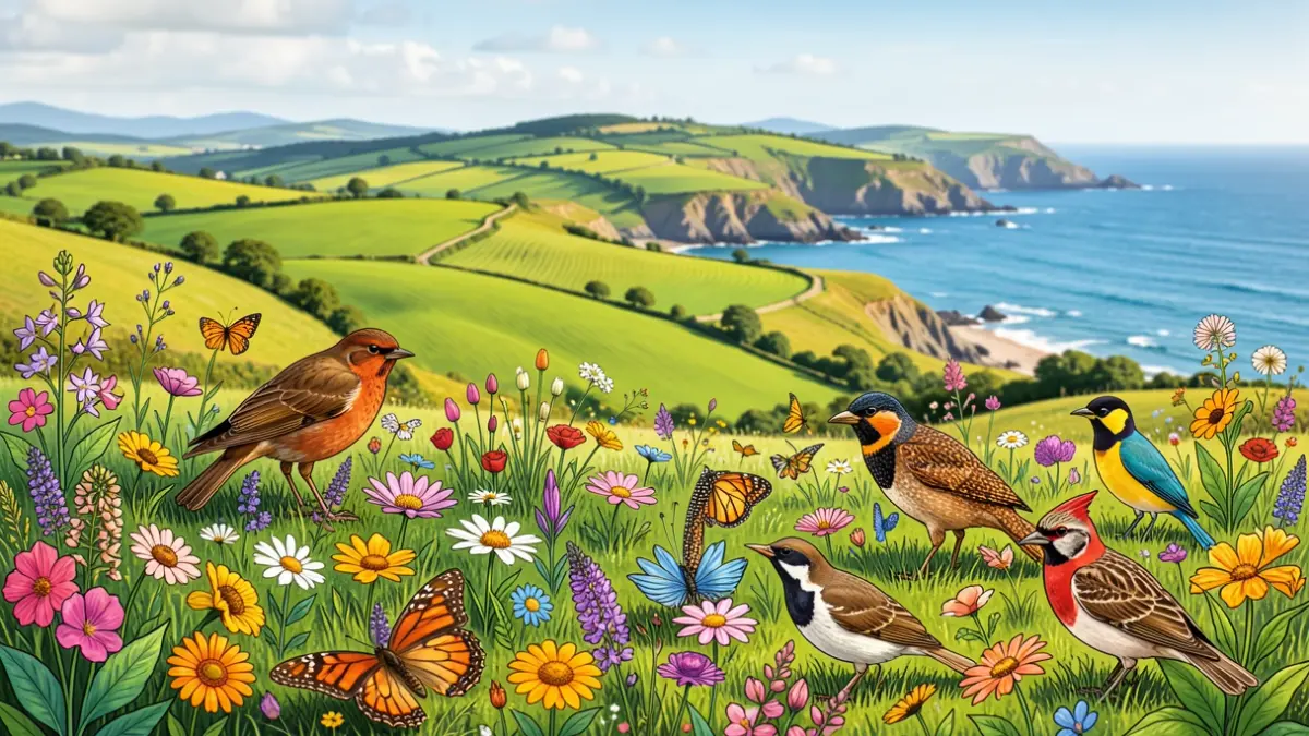 Illustration of biodiversity in the Basque Country featuring nature and landscape elements.