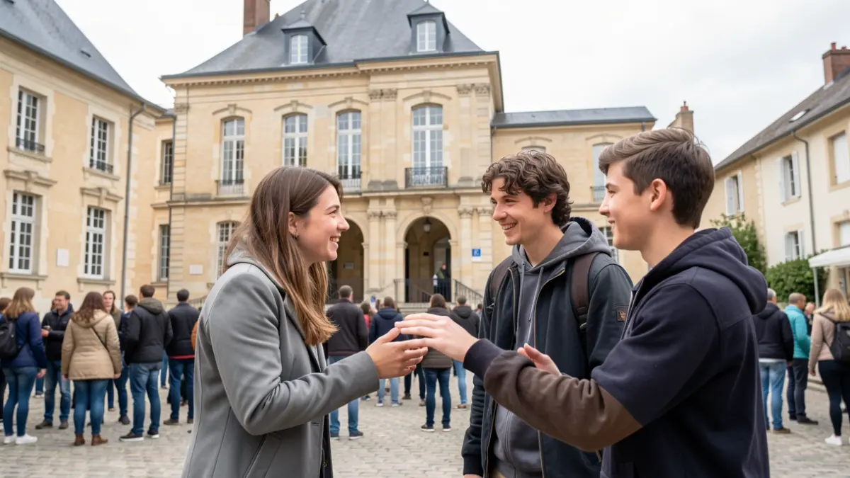 Des lycéens français et allemands accueillis à l'Hôtel de Ville de Thouars.