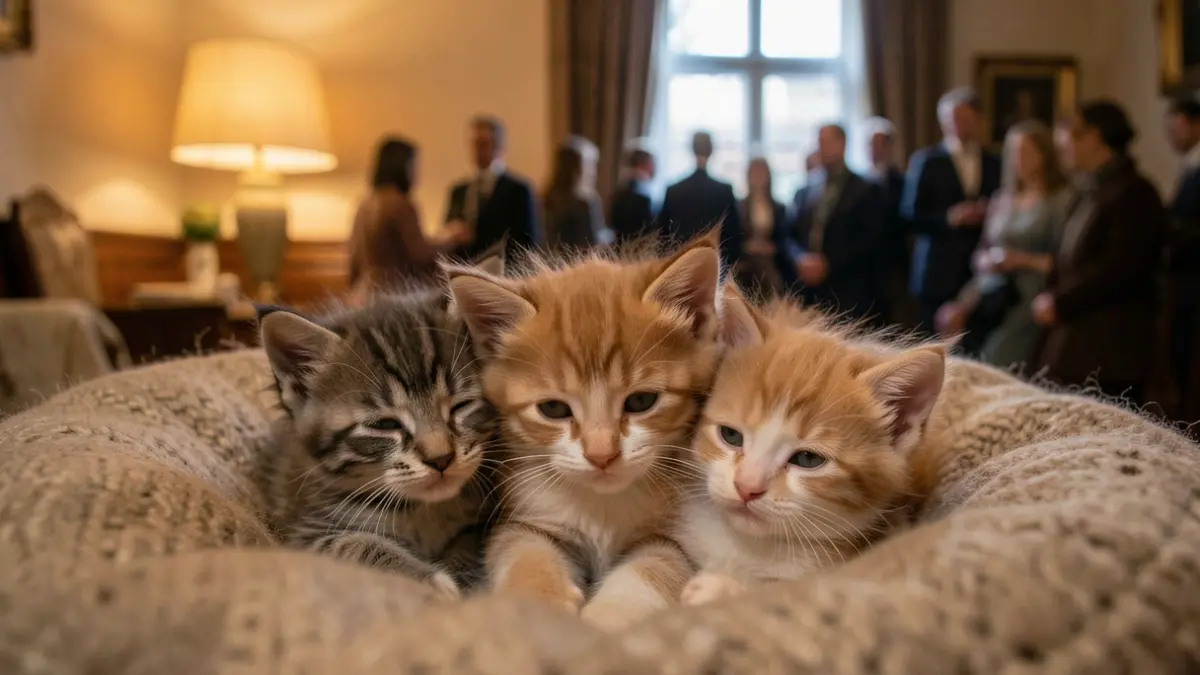 Generic image of three kittens huddled in an isolated room, awaiting care.