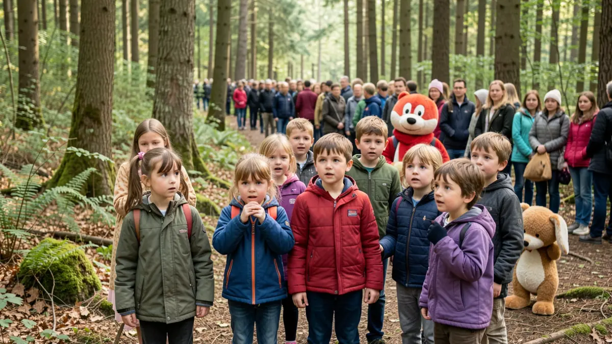 Image générique d'enfants découvrant la nature en forêt.