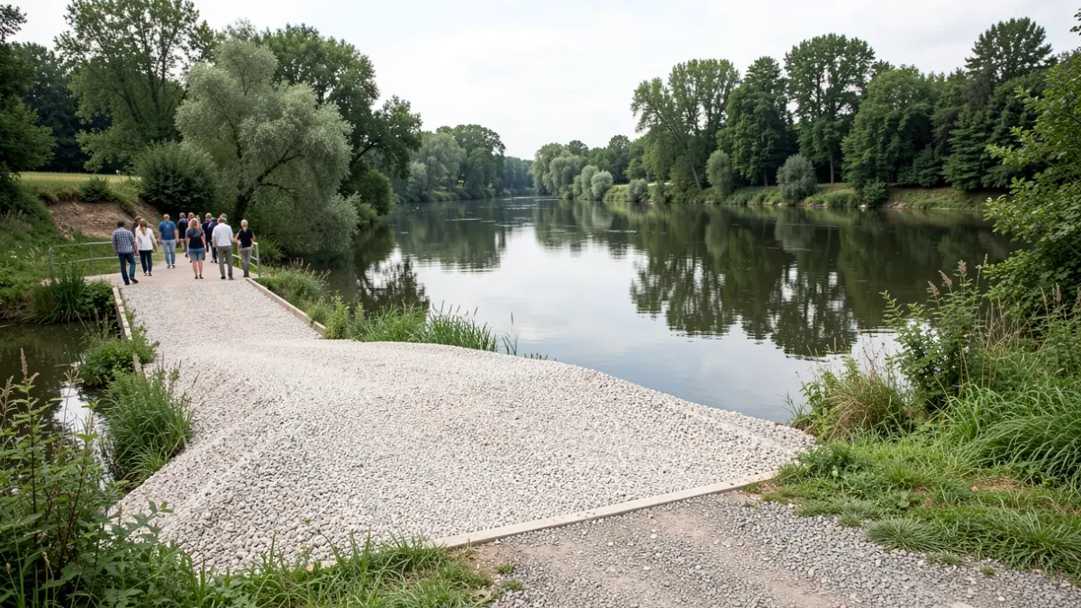 New eco-friendly boat launch ramp in Saint-Seurin-sur-l'Isle, Gironde.