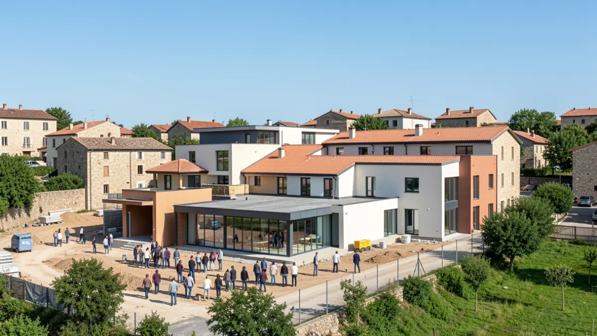 Construction site of a future social hotel residence in Saint-Pierre-d'Oléron.