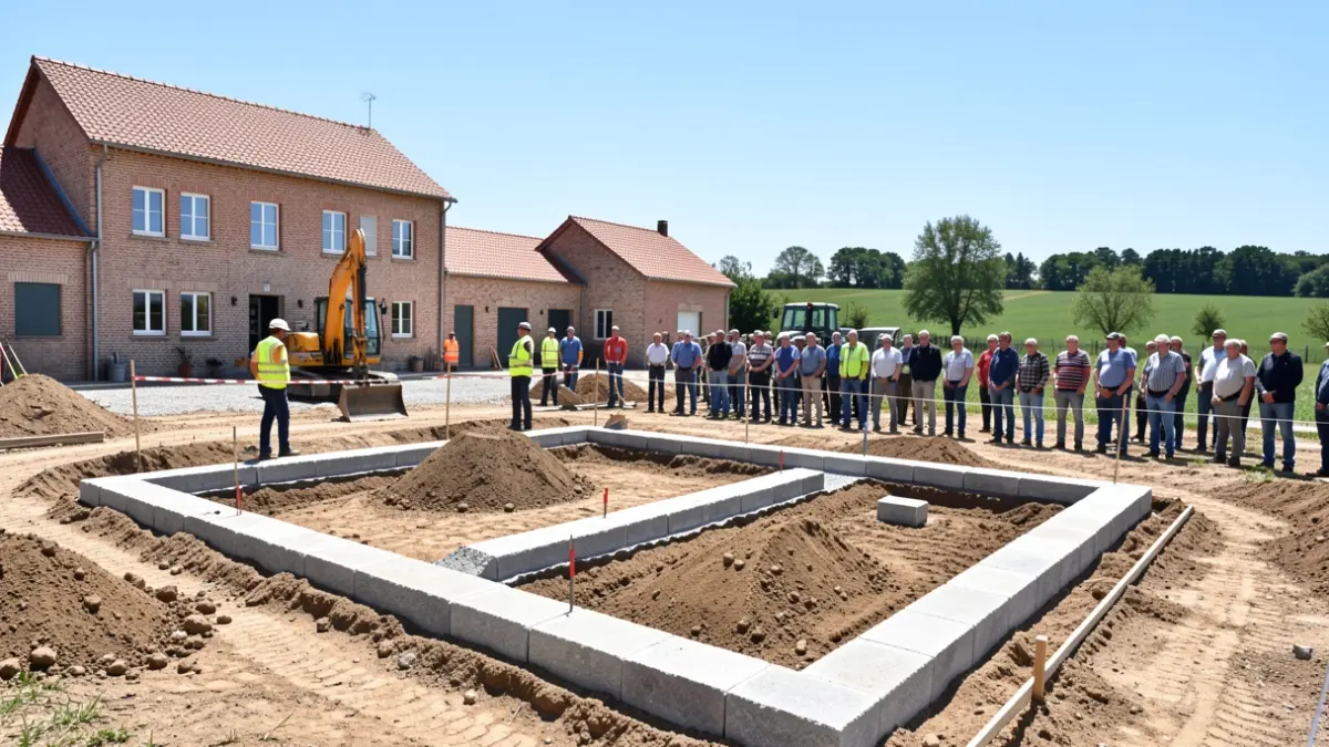 Laying of the first stone of the future gendarmerie barracks in Villamblard.